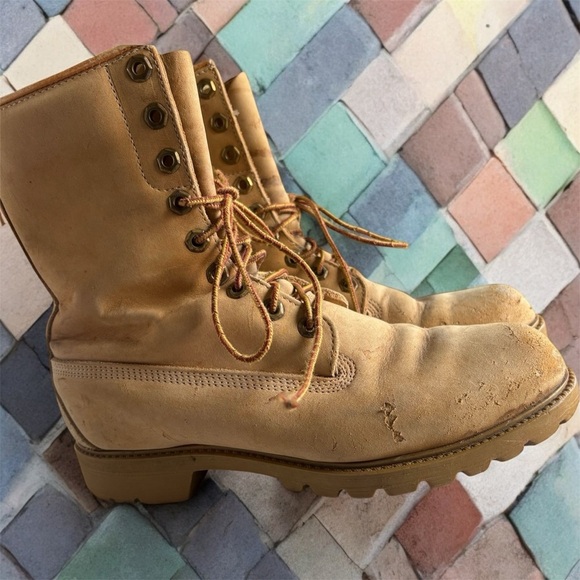 Timberland VTG Tan Lace-Up Boots Men’s Sz 7W Oil Resistant - Picture 3 of 8